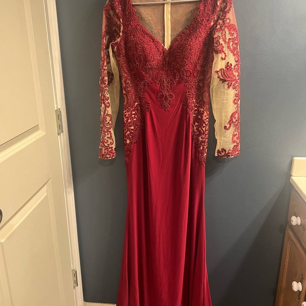 Red sequin long sleeve dress